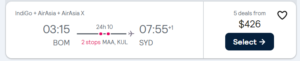 Cheap flight from Mumbai to Sydney