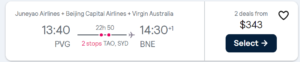 Cheap flight from Shanghai to Brisbane