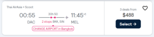 Cheap flight from Dhaka to Melbourne