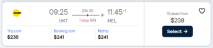 Cheap flight from  Phuket  to Melbourne