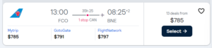 Cheap flight from Rome  to Brisbane