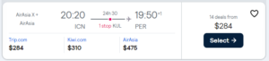 Cheap flight from Seoul  to Perth