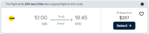 Cheap flight from Singapore to Sydney