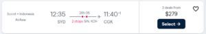 Cheap flight from Sydney to Jakarta